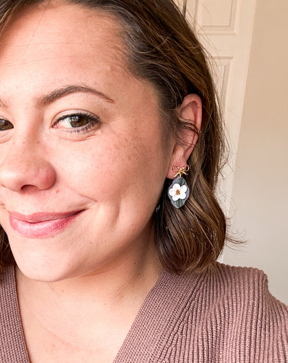 Moody and Cute Winter Floral Clay Dangles