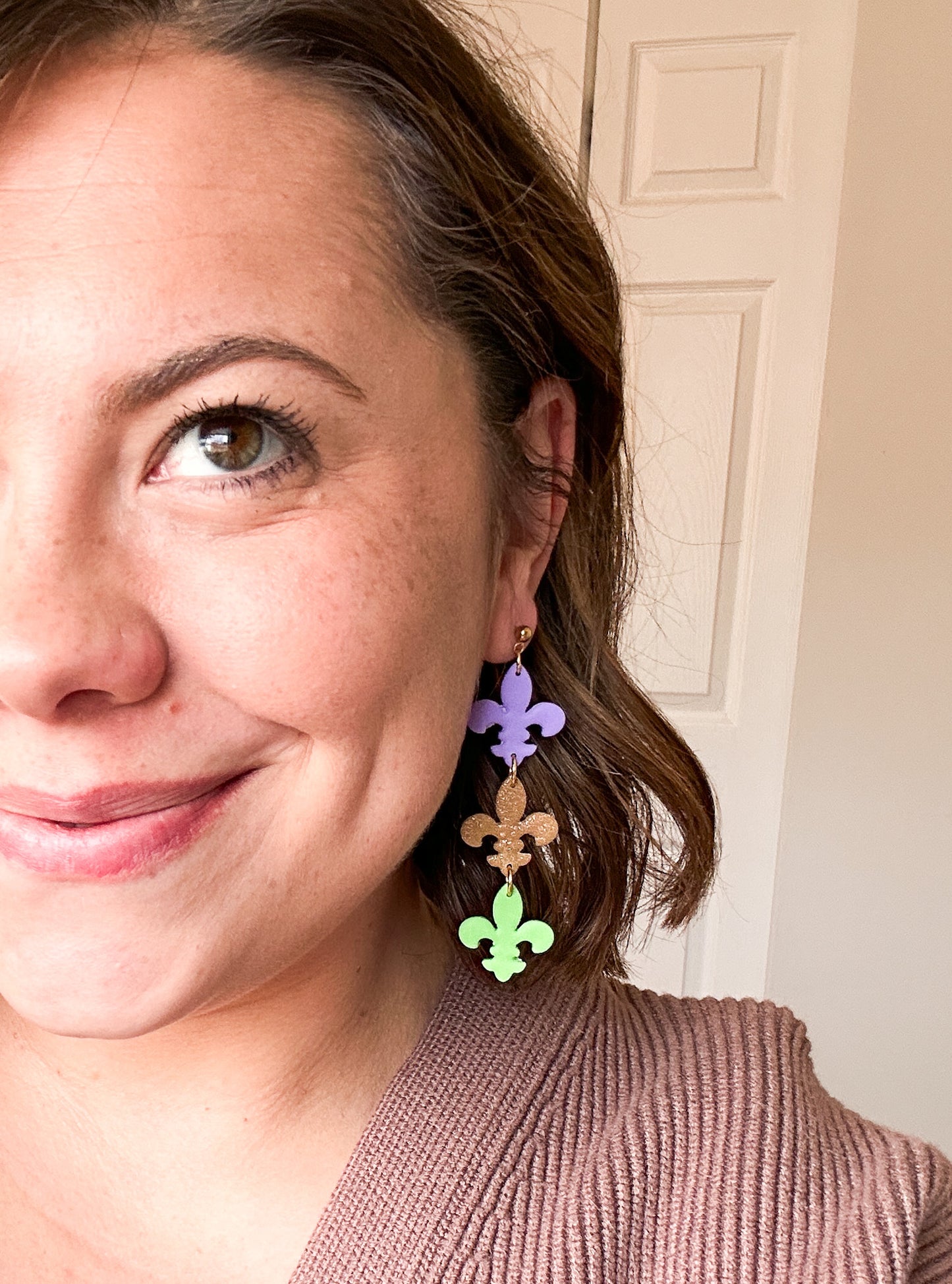 Mardi Gras Party Earrings | Fleur de Lis | New Orleans Style