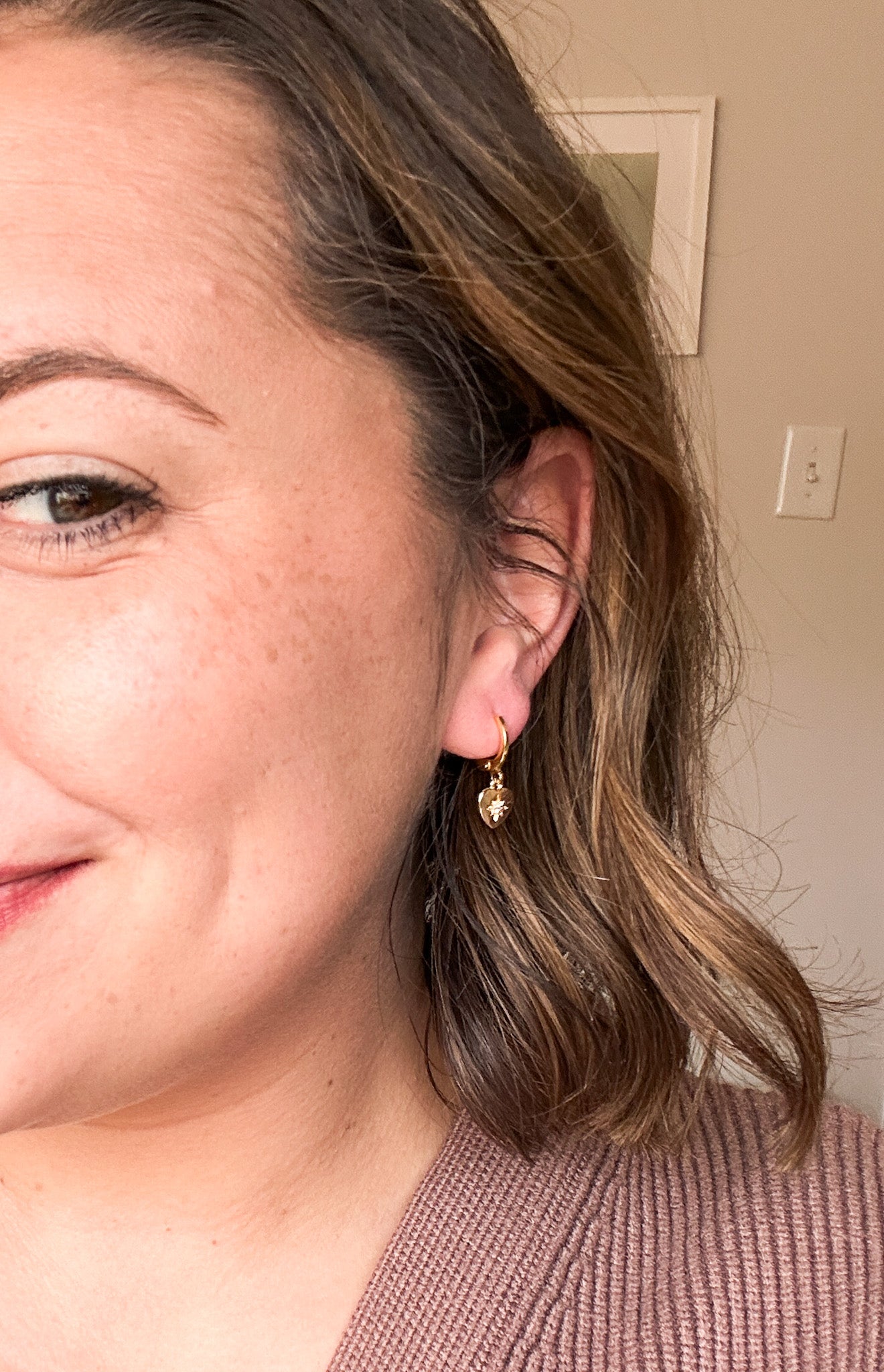 Dainty Gold Style Huggie Earrings | Gold Jewelry | Heart Dangles | Gal Pal Gifts