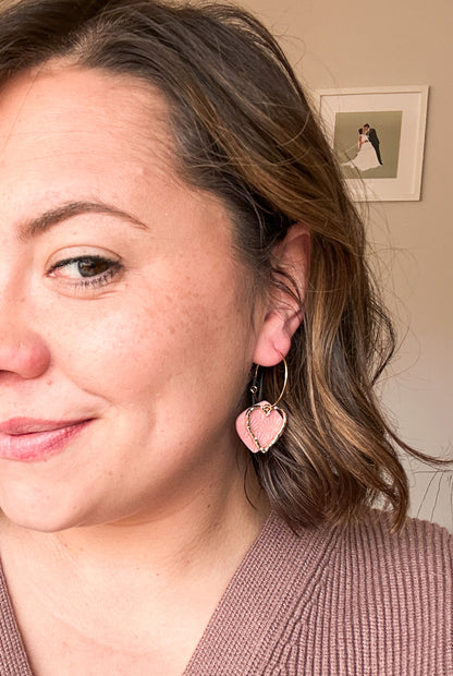 Gold Heart Accent Valentine's Day Hoops