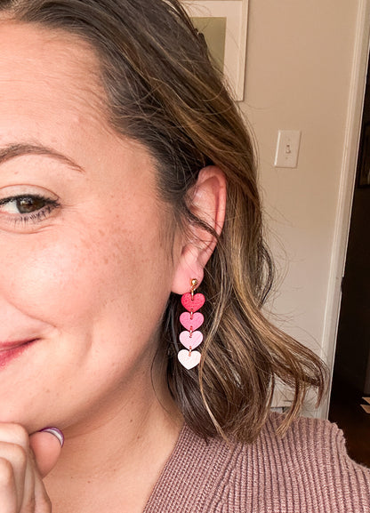 Stacked Heart Dangles | Valentine's Day | Glitter Hearts | Ombre