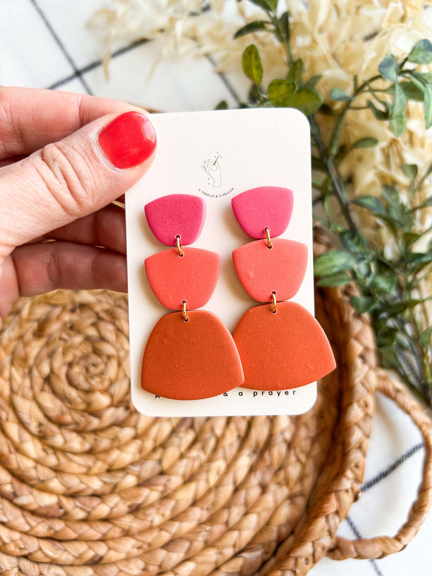 Coral and Pink Clay Cutie Earrings | Spring Fashion | Spring Color Earrings | Statement Earrings | Lightweight | Springy