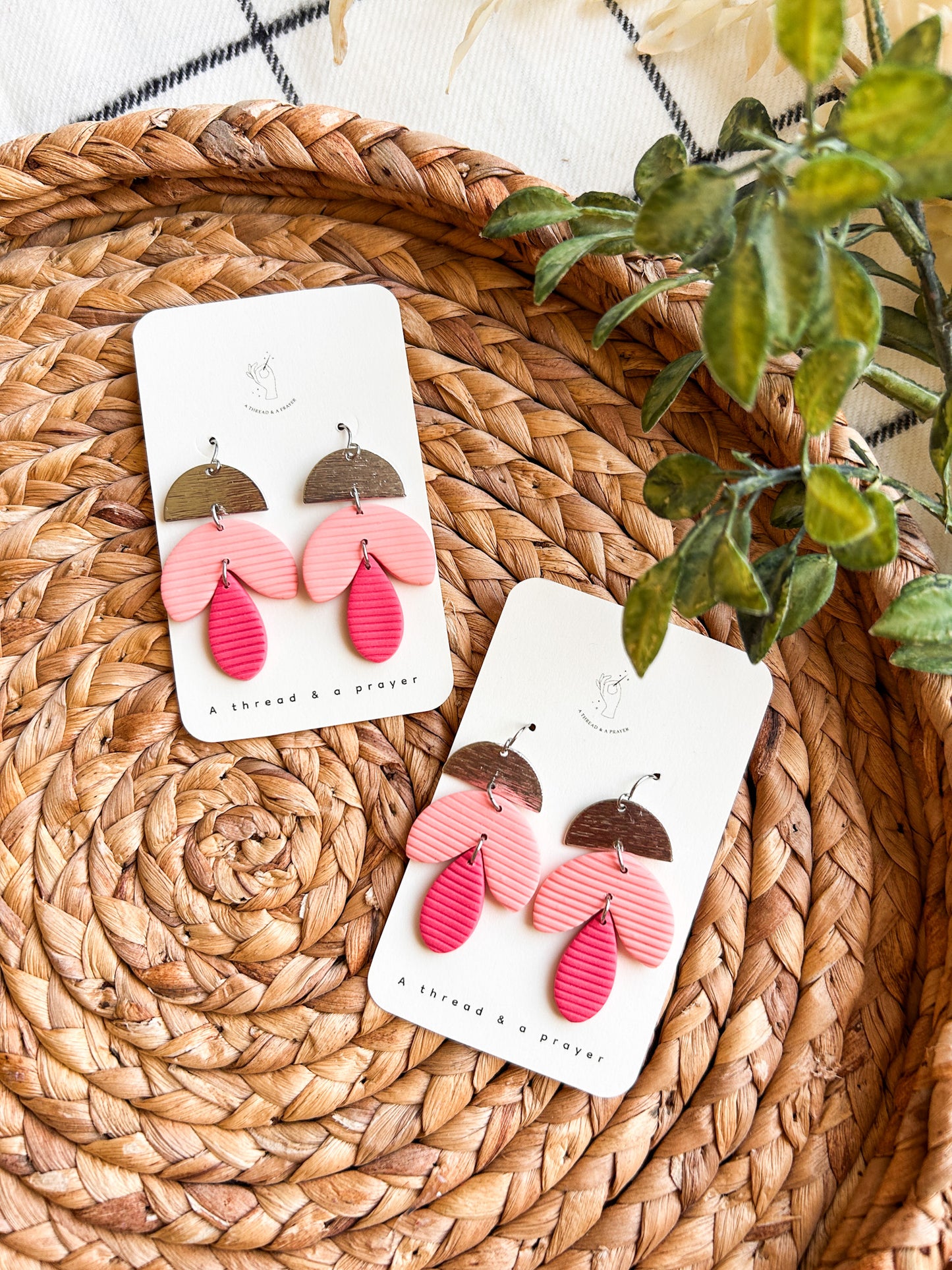 Silver Spring Pink Clay Earrings | Spring Fashion | Spring Color | Floral Dangles | Lightweight | Springy