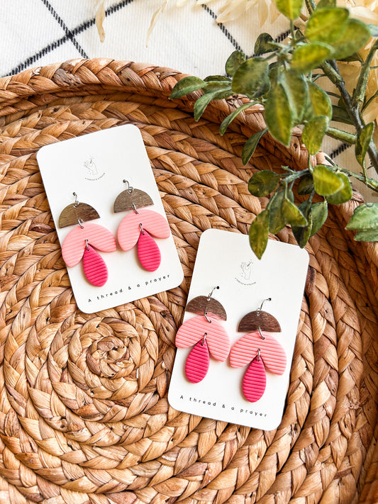 Silver Spring Pink Clay Earrings | Spring Fashion | Spring Color | Floral Dangles | Lightweight | Springy