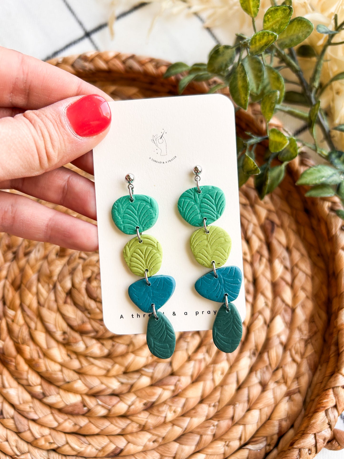 Neon Summer Green Clay Earrings | Spring Fashion | Spring Color | Floral Dangles | Lightweight | Springy