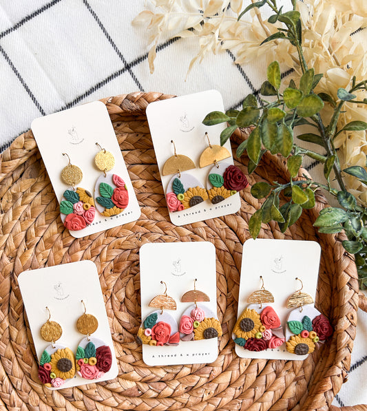 Spring Blooms Gardening Clay Earrings | Spring Fashion | Floral Vibes | Statement Earrings | Lightweight