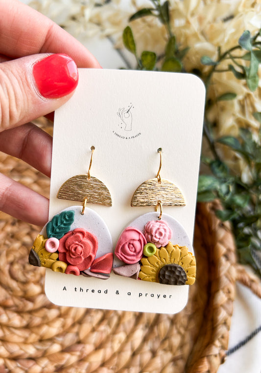 Spring Blooms Gardening Clay Earrings | Spring Fashion | Floral Vibes | Statement Earrings | Lightweight