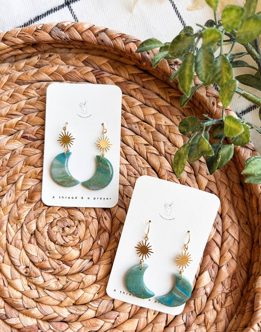 Moon over the Ocean Marble Earrings | Vacation Earrings | Resin Marble Earrings | Statement Earrings | Lightweight