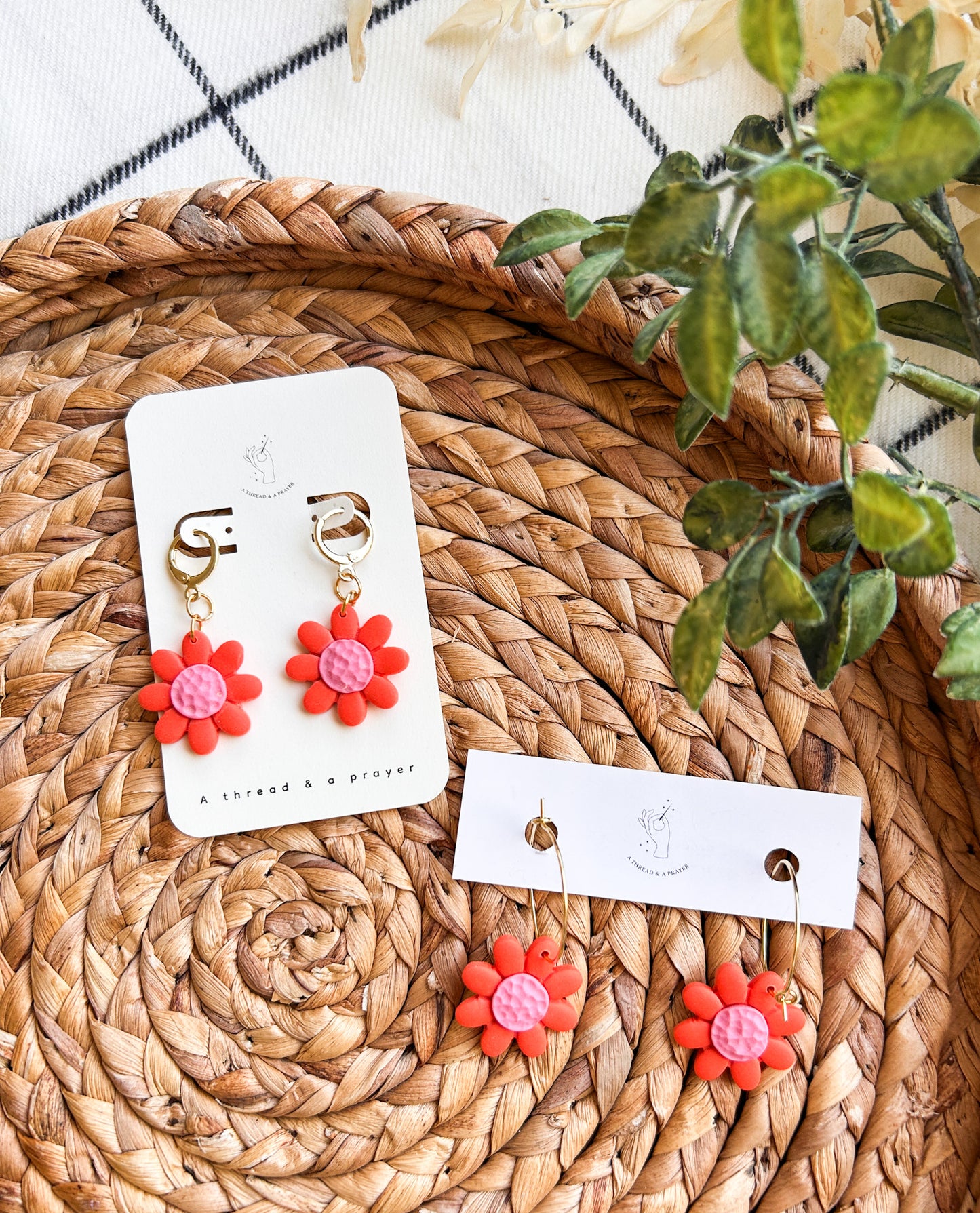 Coral Floral Fun Dangle Earrings | Spring Fashion | Spring Color Earrings | Floral Earrings | Lightweight | Springy