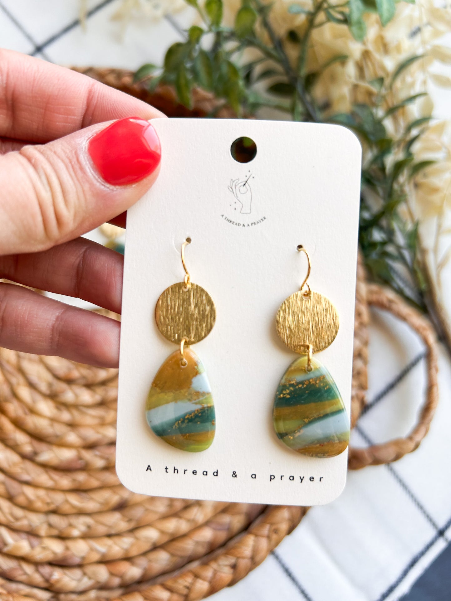 Green with Envy Marble Clay Earrings | Spring Fashion | Resin Earrings | Statement Earrings | Lightweight