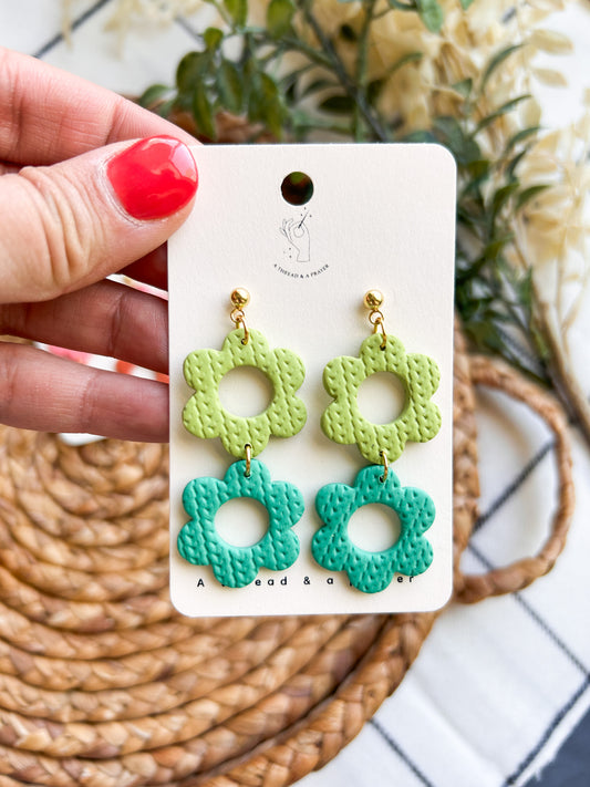 Stacked Neon Florals Clay Earrings | Spring Fashion | Spring Color | Floral Dangles | Lightweight | Springy