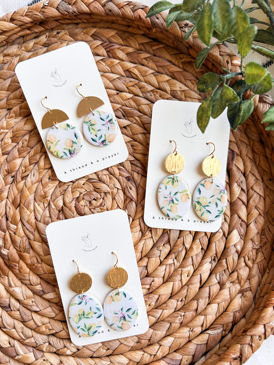 Italian Countryside Lemon Earrings | Clay Earrings | Spring Color Earrings | Statement Earrings | Lightweight | Springy