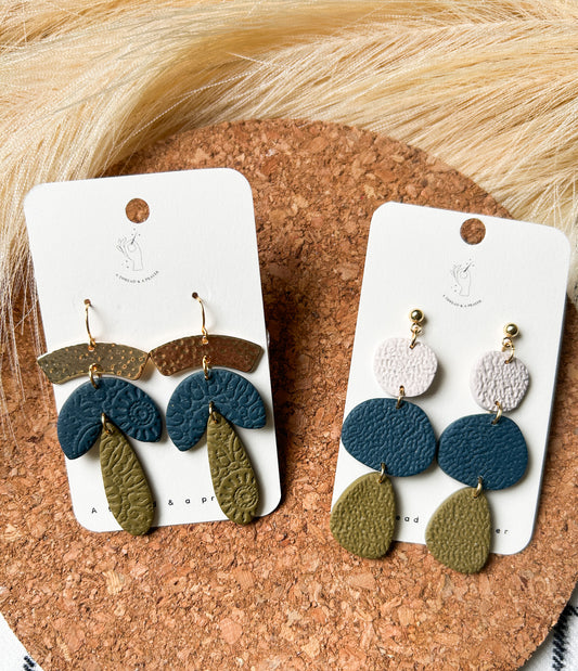 Earth Mama Clay Earring Dangle Styles | Spring Fashion | Textured  | Statement Earrings | Lightweight