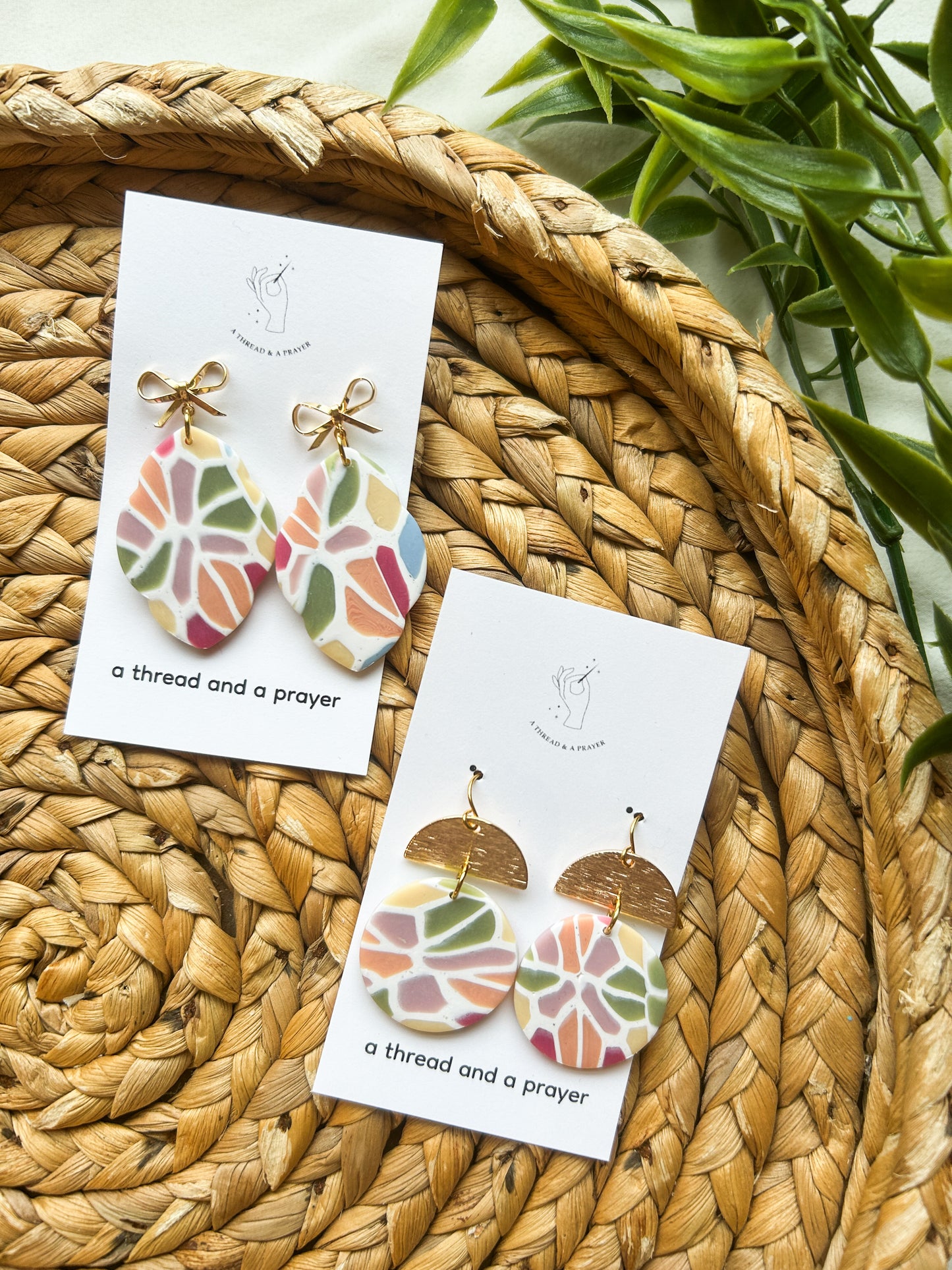 Spring Stained Glass Style Earrings | Pastel Colors | Springtime | Easter Earrings