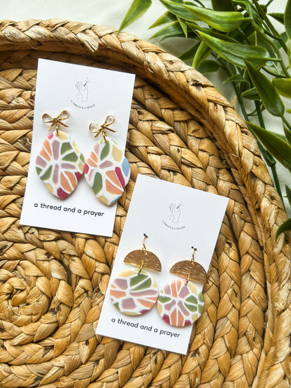 Spring Stained Glass Style Earrings | Pastel Colors | Springtime | Easter Earrings