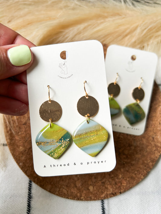 Emerald Skies Marble Spring Earrings | Spring Fashion | Resin Earrings | Statement Earrings | Lightweight