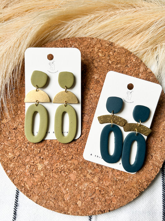 Everyday Style Cute Clay and Brass Earrings | Mama Style | Boho Inspired | Spring Fashion | Gold  | Statement Earrings