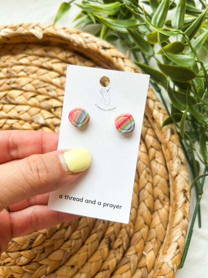 Spring Studs | Bees, Daisies and Spring Vibes | Titanium | Clay