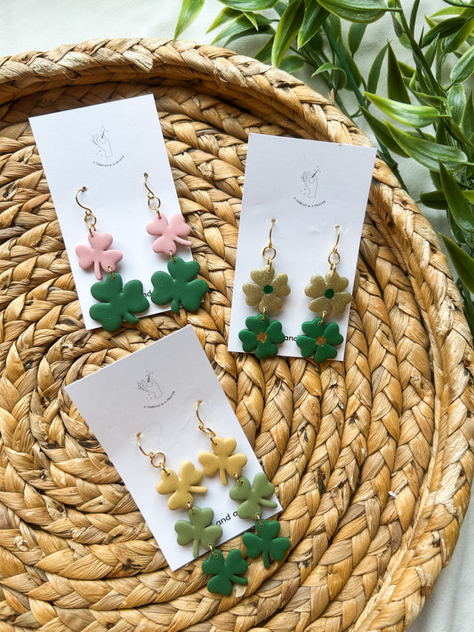 St. Patricks Day Stacked Clovers | Gold and Green | St. Pats | Celebrate | Dogtown | Cheers