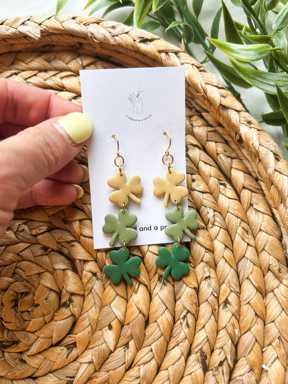 St. Patricks Day Stacked Clovers | Gold and Green | St. Pats | Celebrate | Dogtown | Cheers