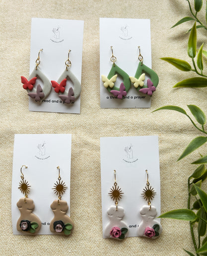 Butterflies and Boobies - Fun Spring Floral Earrings!