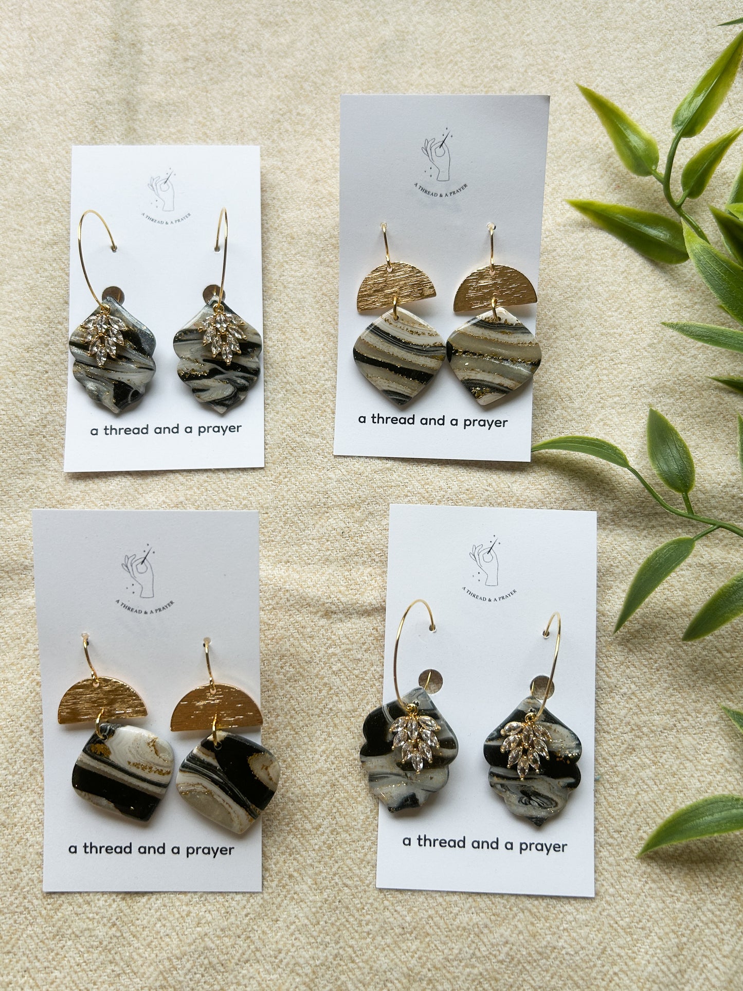 Sophisticated Styles Black and Gold Resin Earrings