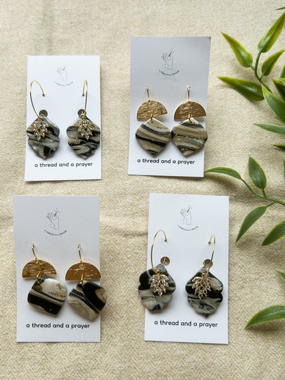 Sophisticated Styles Black and Gold Resin Earrings