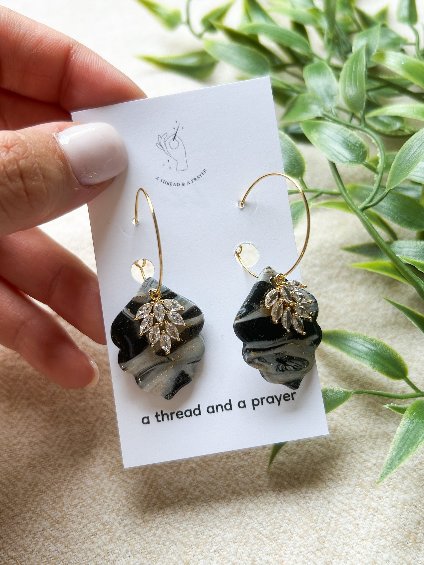 Sophisticated Styles Black and Gold Resin Earrings