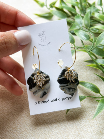 Sophisticated Styles Black and Gold Resin Earrings
