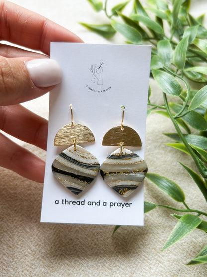 Sophisticated Styles Black and Gold Resin Earrings