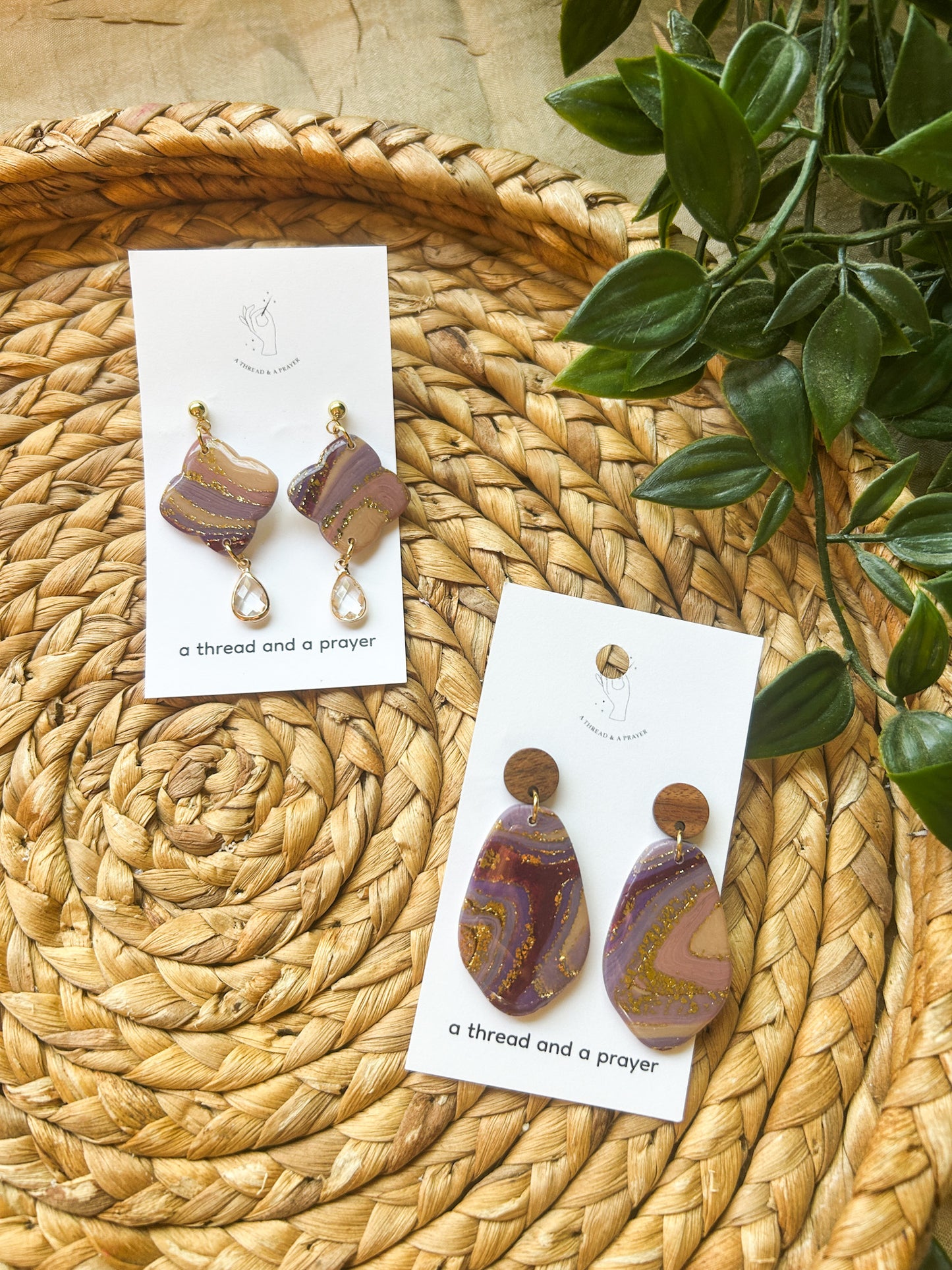 Pretty in Purple Faux Gemstone Clay Earrings