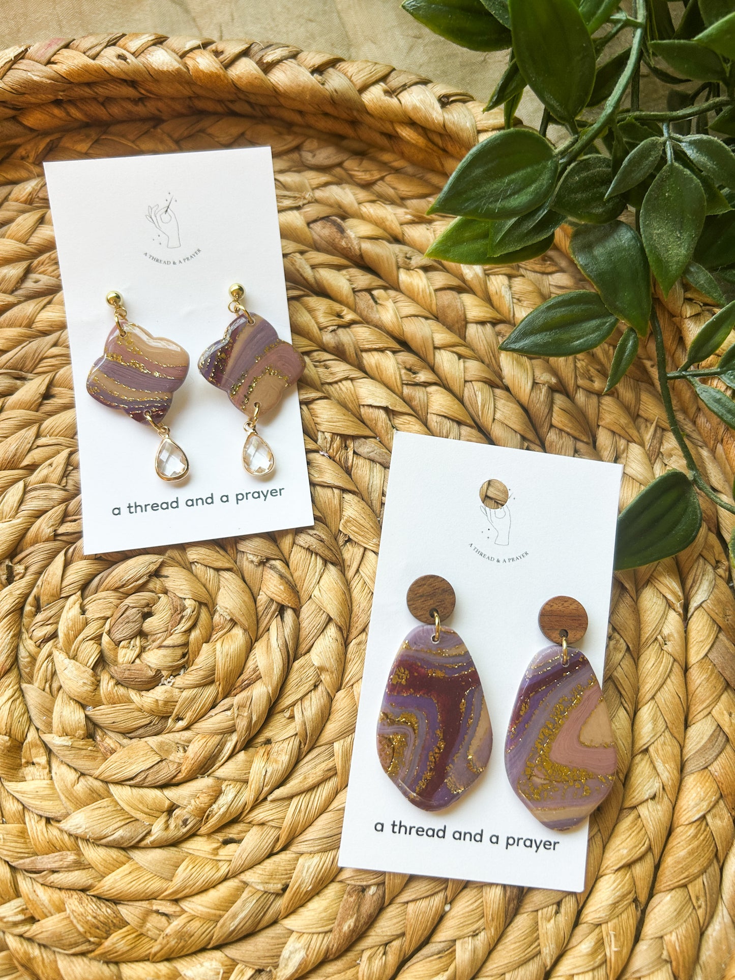 Pretty in Purple Faux Gemstone Clay Earrings