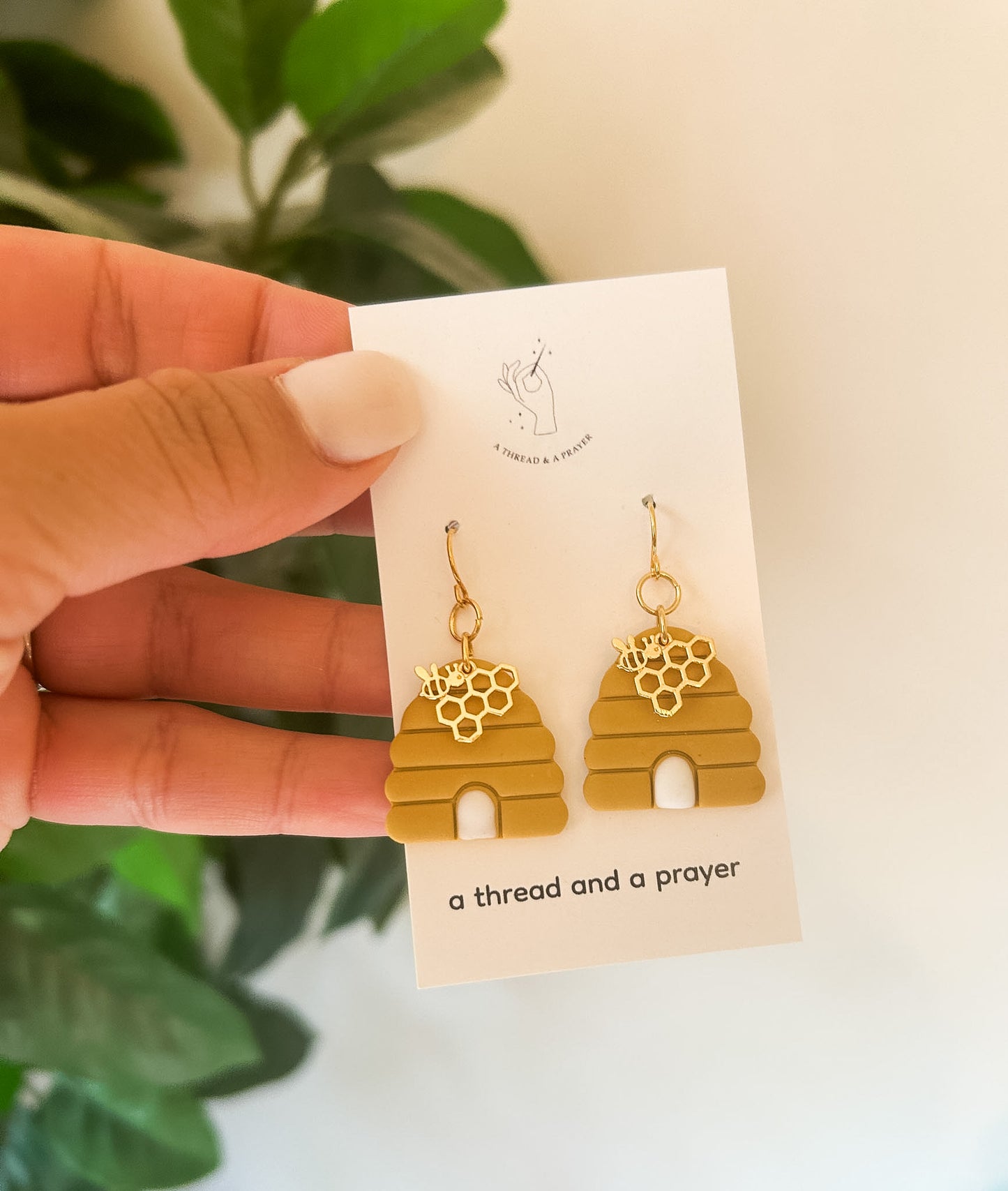 Honey Bee Whimsical Clay Earrings