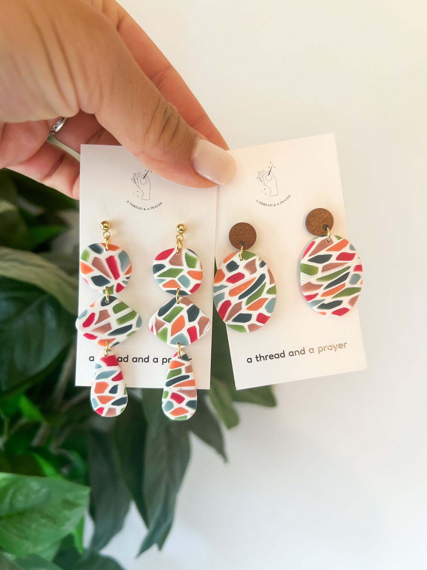 Summer Vibes Stained Glass Style Clay Earrings