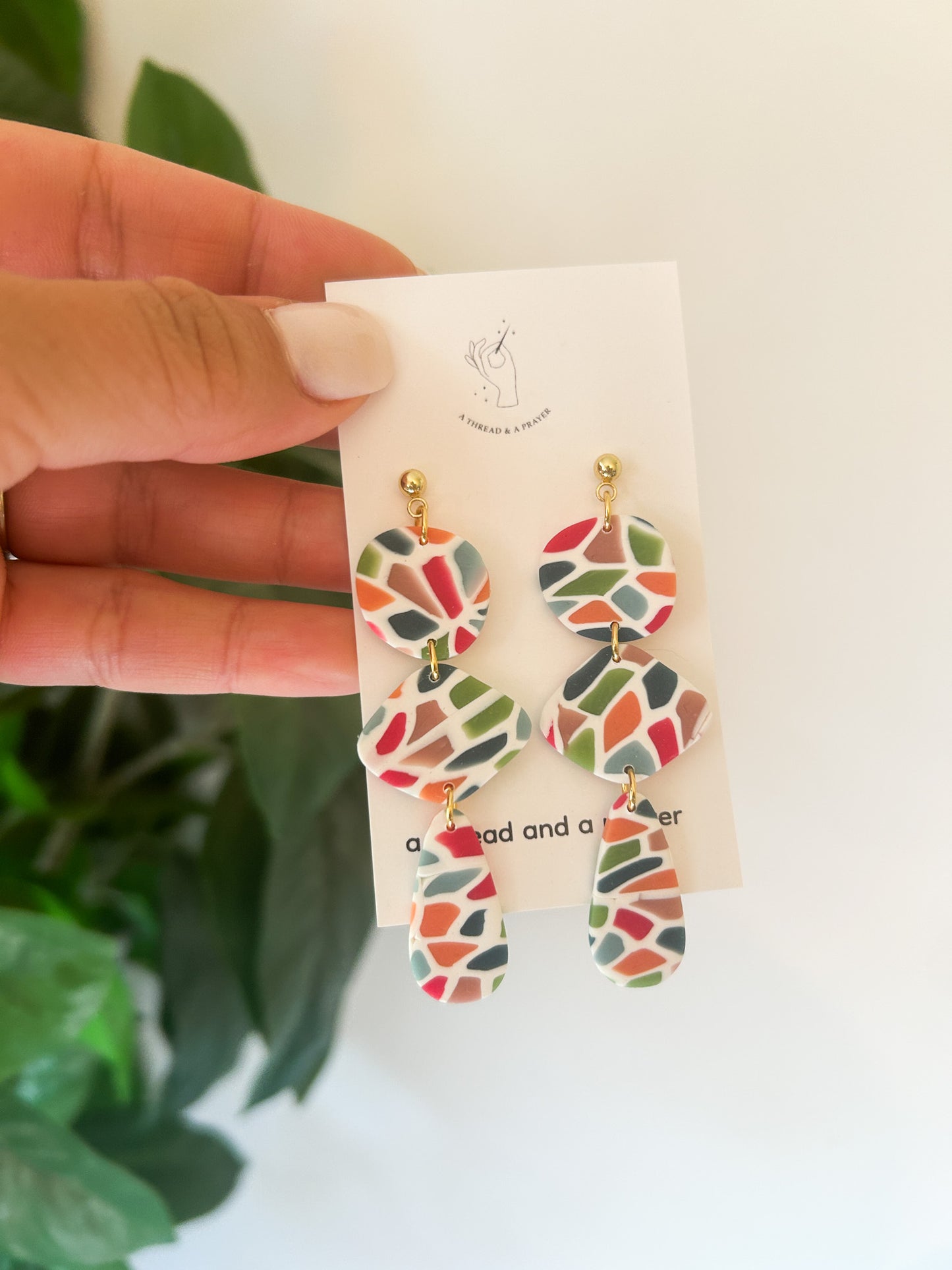 Summer Vibes Stained Glass Style Clay Earrings