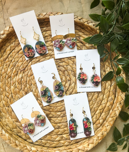 Floral Garden Spring Style Clay Earrings