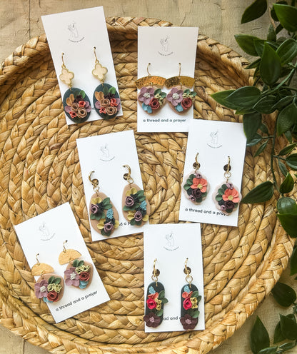 Floral Garden Spring Style Clay Earrings