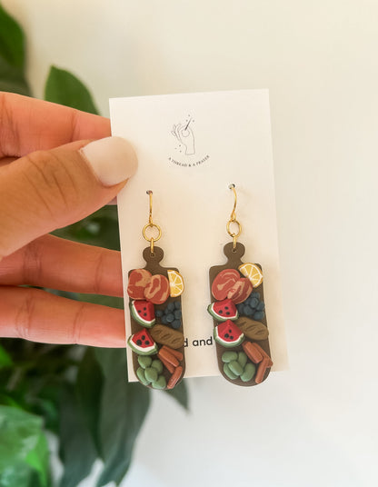 Fruit and Fun Charcuterie and Olive Clay Earrings