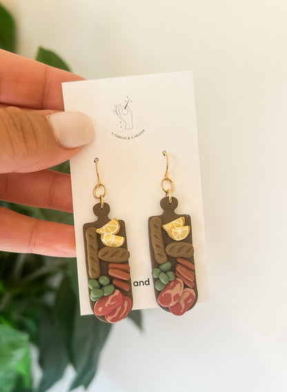 Fruit and Fun Charcuterie and Olive Clay Earrings