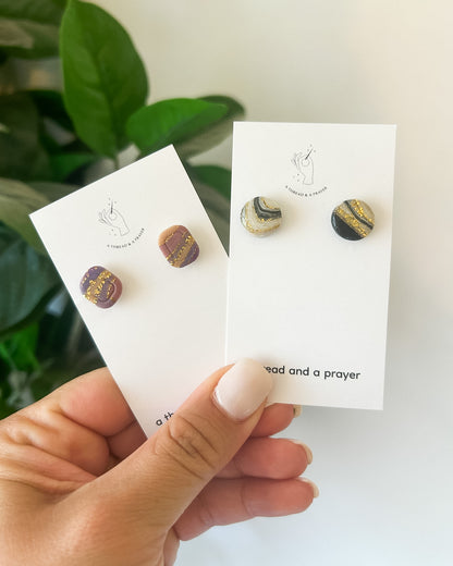 Marble Style Clay Small Studs