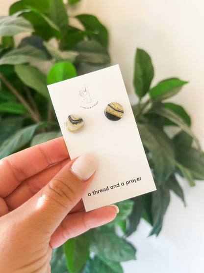 Marble Style Clay Small Studs