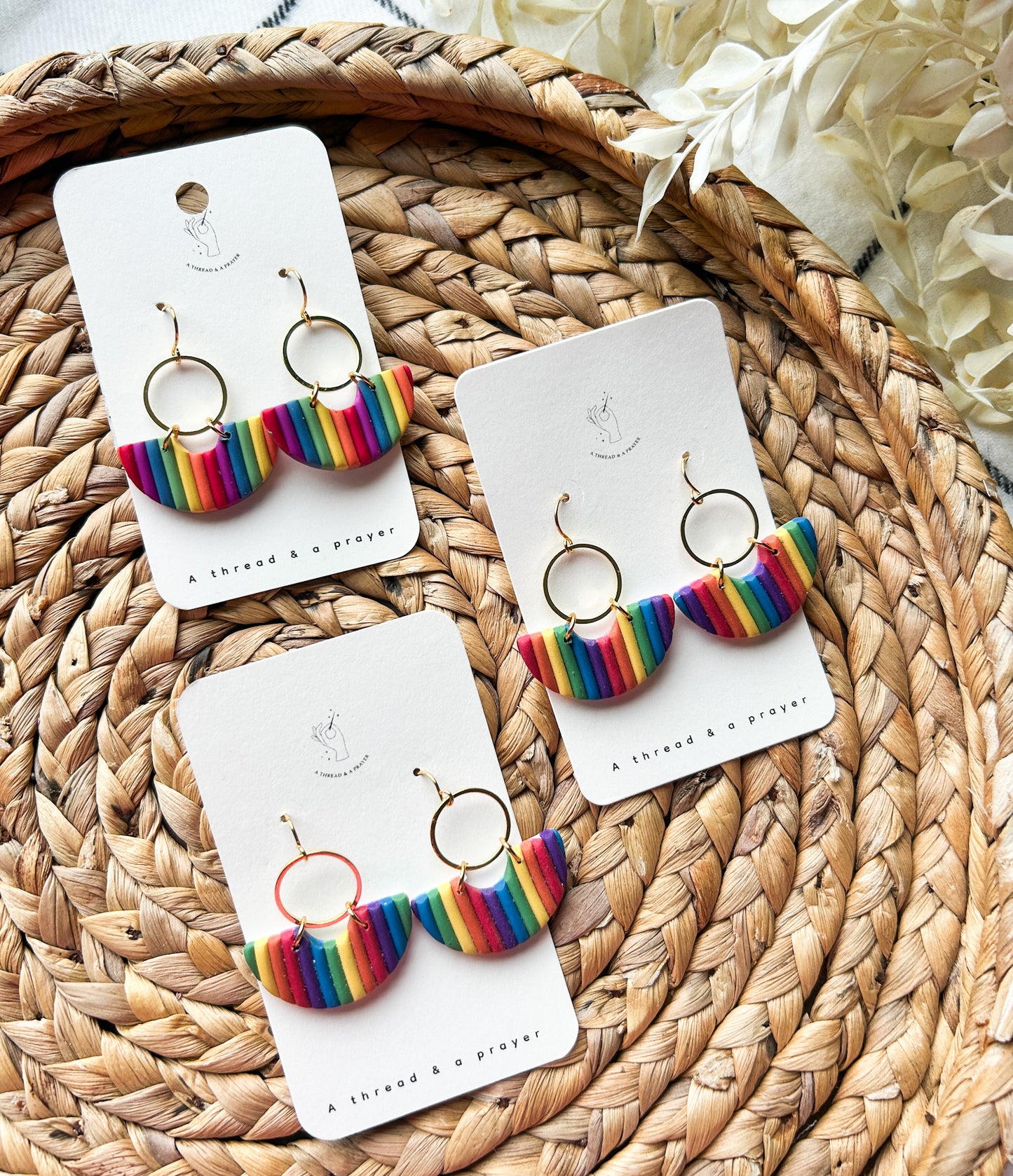 Arch of my Heart Rainbow Earrings | Fun and Lightweight Pride Earrings | Celebrate Pride Month | Cute Earrings | Clay Earrings