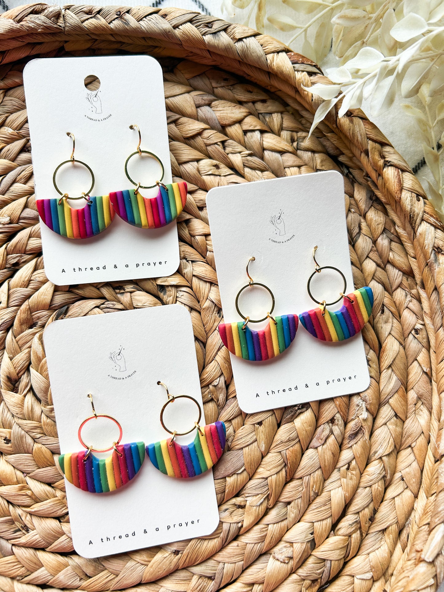 Arch of my Heart Rainbow Earrings | Fun and Lightweight Pride Earrings | Celebrate Pride Month | Cute Earrings | Clay Earrings