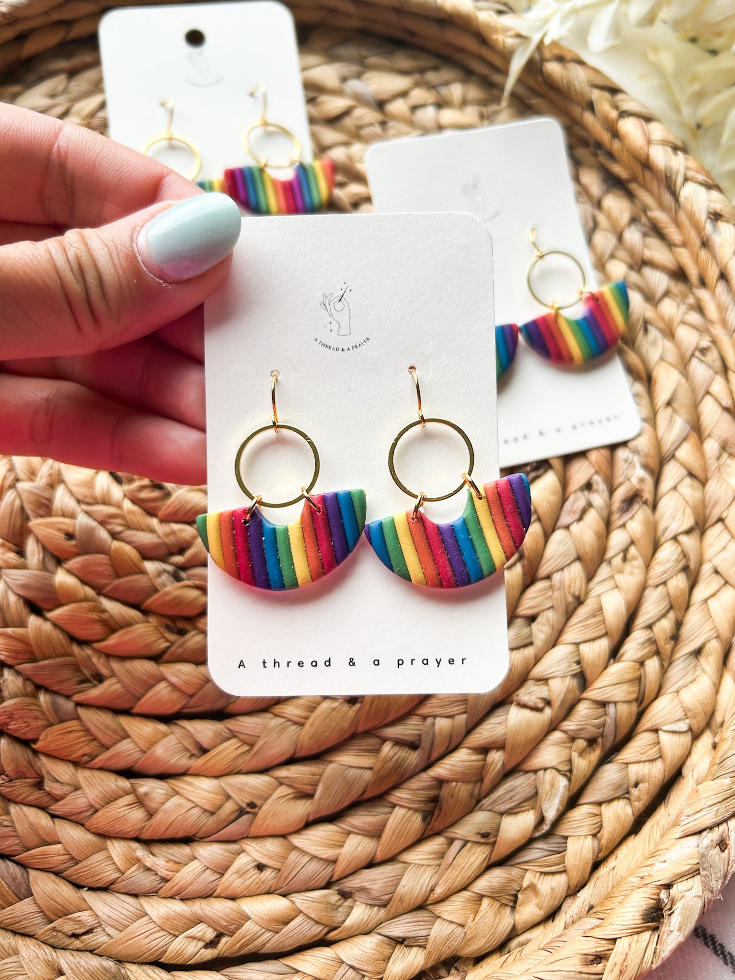 Arch of my Heart Rainbow Earrings | Fun and Lightweight Pride Earrings | Celebrate Pride Month | Cute Earrings | Clay Earrings