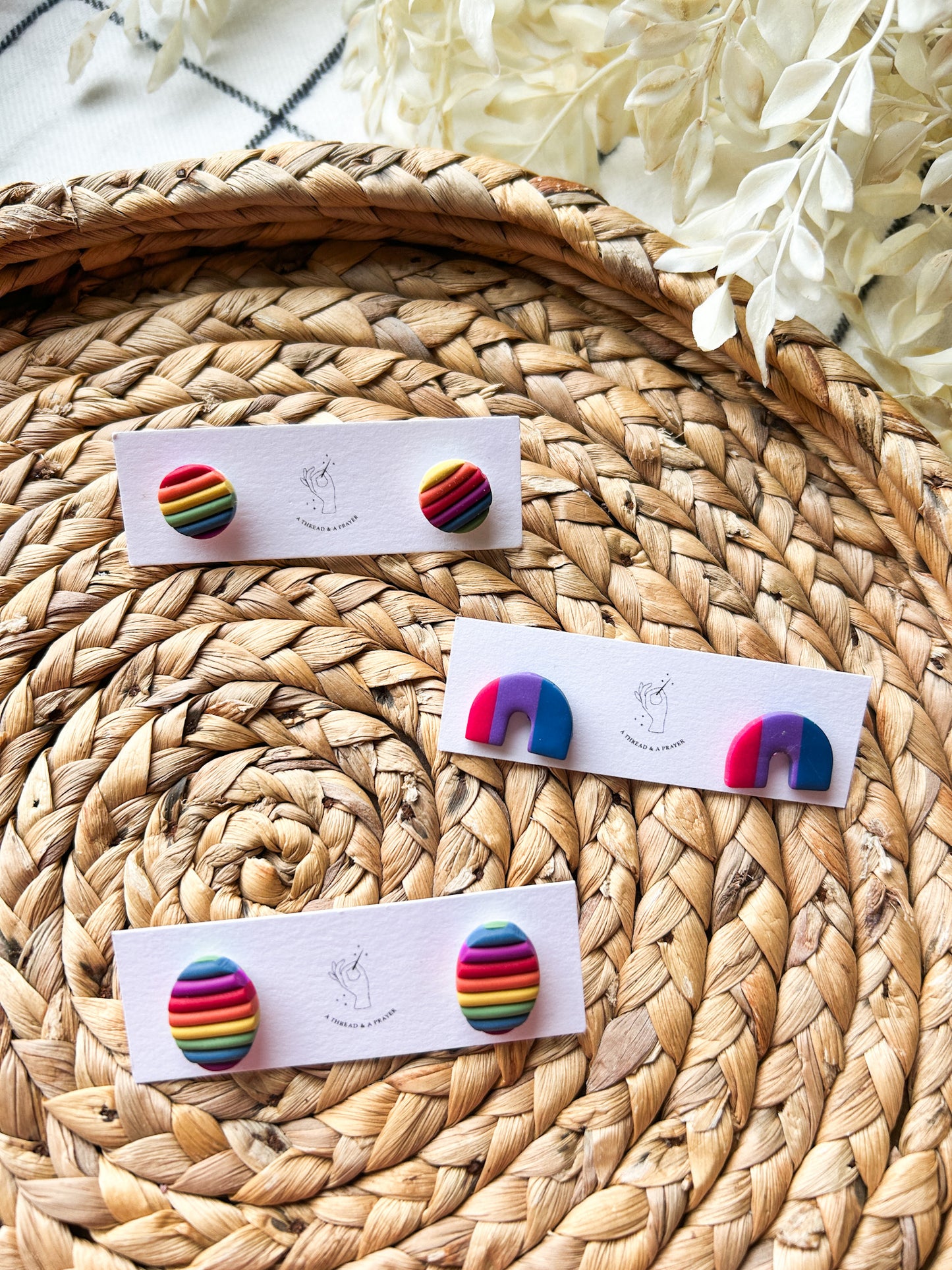 Cute Dainty Rainbow Clay Pride Studs | Pride Month | Queer Earrings | Rainbow Colors | Small Clay Studs