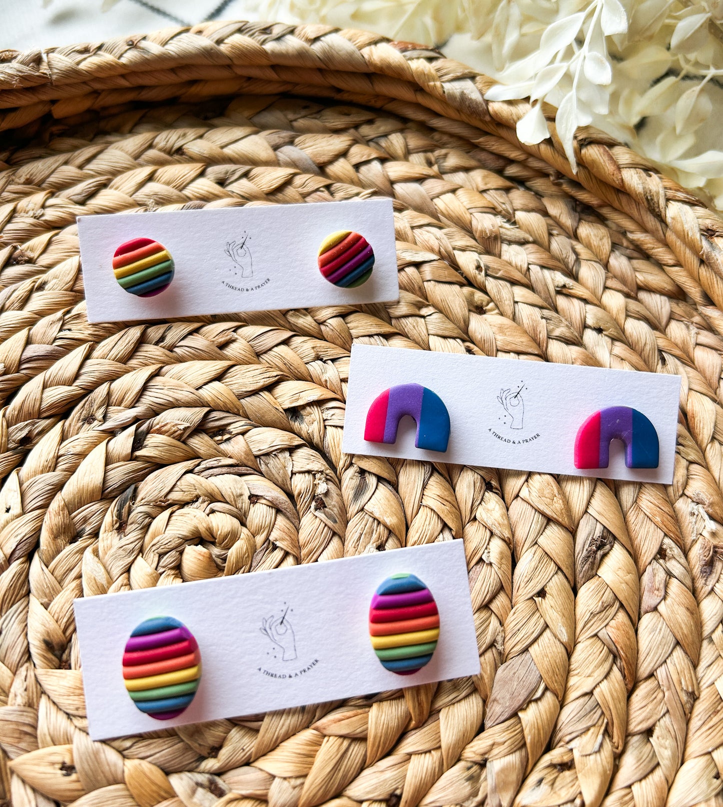 Cute Dainty Rainbow Clay Pride Studs | Pride Month | Queer Earrings | Rainbow Colors | Small Clay Studs