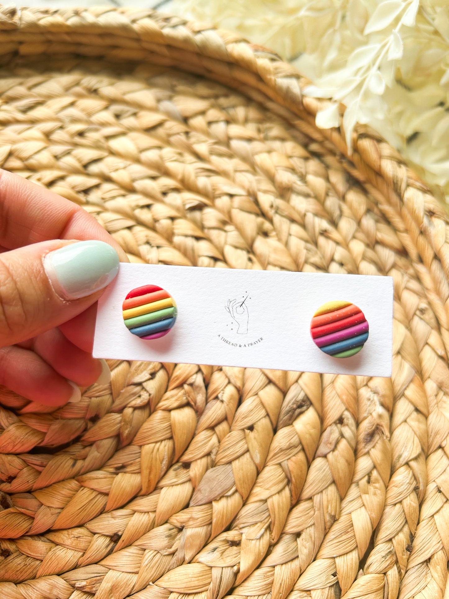 Cute Dainty Rainbow Clay Pride Studs | Pride Month | Queer Earrings | Rainbow Colors | Small Clay Studs