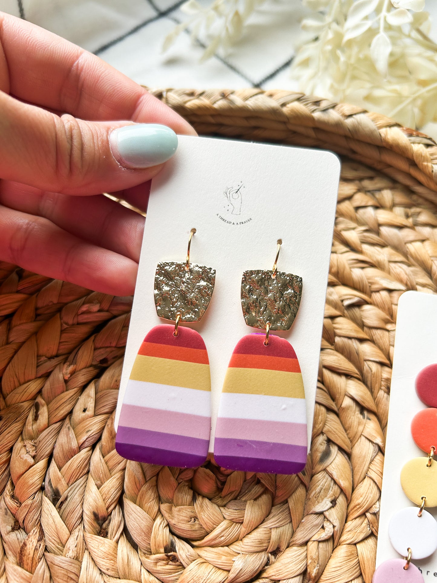 Lesbian Flag Polymer Clay Pride Earrings | Pride Month | Queer Earrings | Rainbow Colors | Dangle Earrings