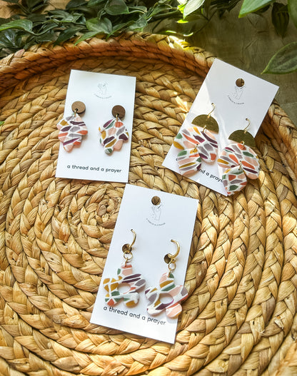 Summer Stained Glass Style Earth Tone Earrings