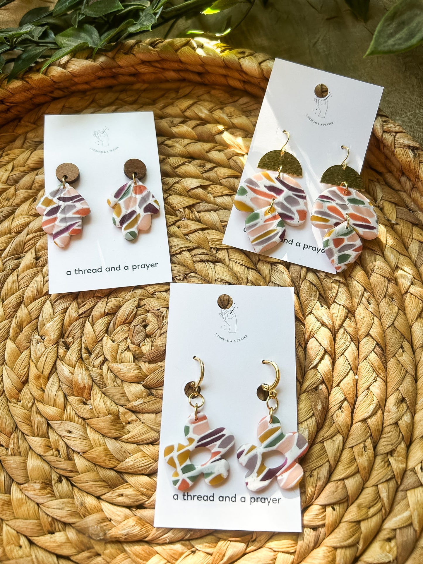 Summer Stained Glass Style Earth Tone Earrings